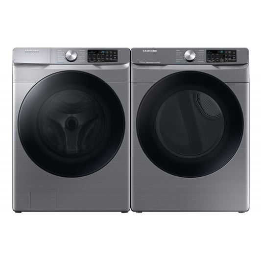 ENSEMBLE Laveuse Wf45r6100ap à chargement frontal de 5,2 pi³ et sécheuse dve45t6100p  électrique de 7,5 pi³ de Samsung - platine