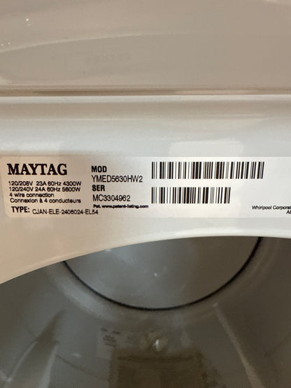 Laveuse MHW5630HW  à vapeur à chargement frontal HE de 5,2 pi³/sécheuse YMED5630HW  électrique de 7,4 pi³ de Maytag - Blanc