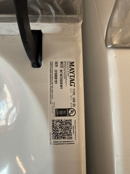 Laveuse à chargement par haut HE 6 pi³ et sécheuse électrique 7,4 pi³ de Maytag - Blanc MTW7205RW/YMED7205RW