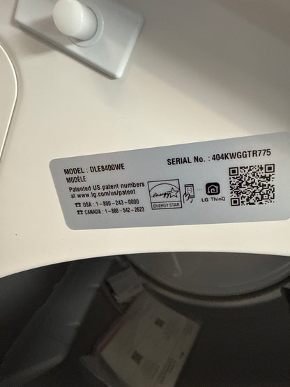 Sécheuse électrique de 7,3 pi³ de LG (DLE8400WE) - Blanc alpin