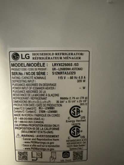LG Réfrigérateur intelligent 26,0 pi³ avec porte à 2 battants à profondeur de comptoir MAX avec quatre type de glace acier inoxydable LRYXC2606S