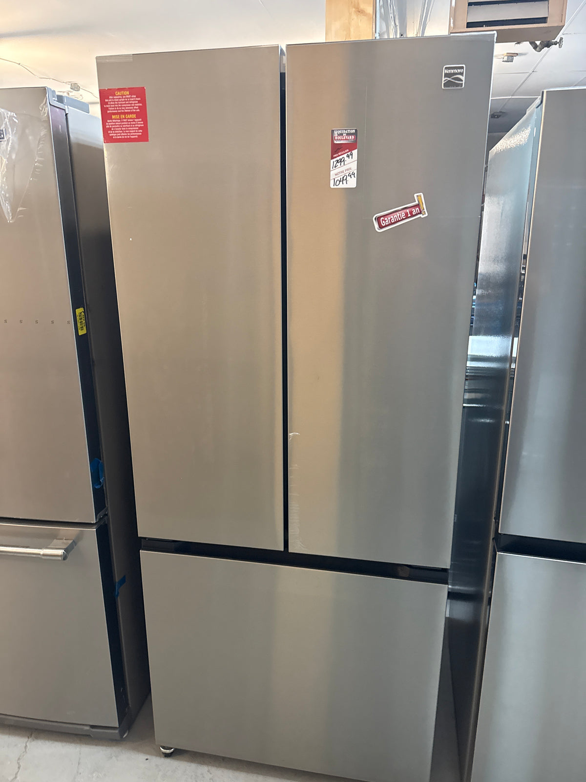 Kenmore - Réfrigérateur à portes françaises en acier inoxydable de 76 cm (30 po) et d'une capacité de 502 litres (17,7 pi³), à profondeur de comptoir, avec technologie de refroidissement sans givre    KKFDR30x17.5-SS