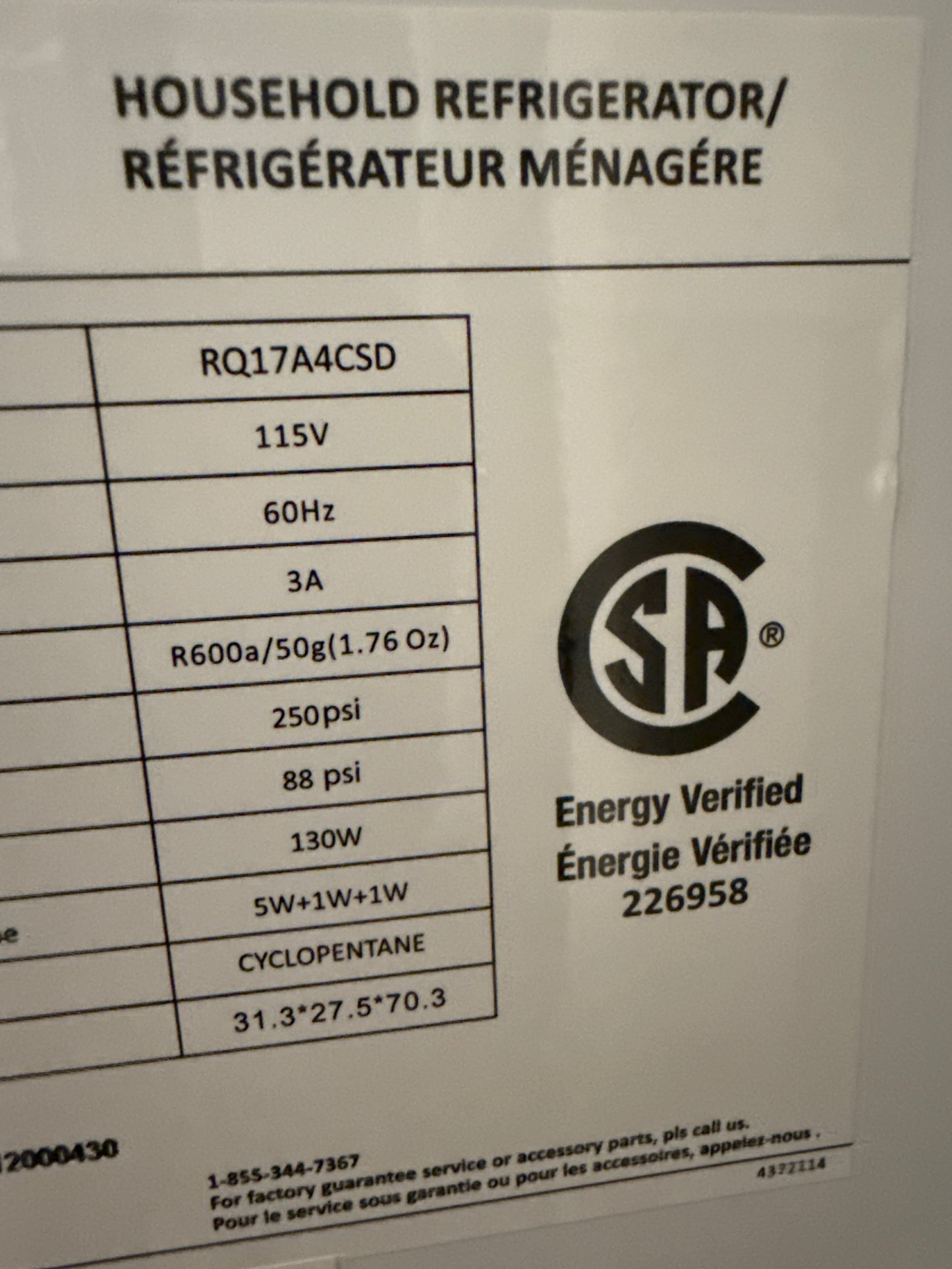 Hisense - Réfrigérateur à 4 portes en acier inoxydable de 31,5 po et 17 pi³, à profondeur de comptoir et avec fonction triple zone RQ17A4CSD