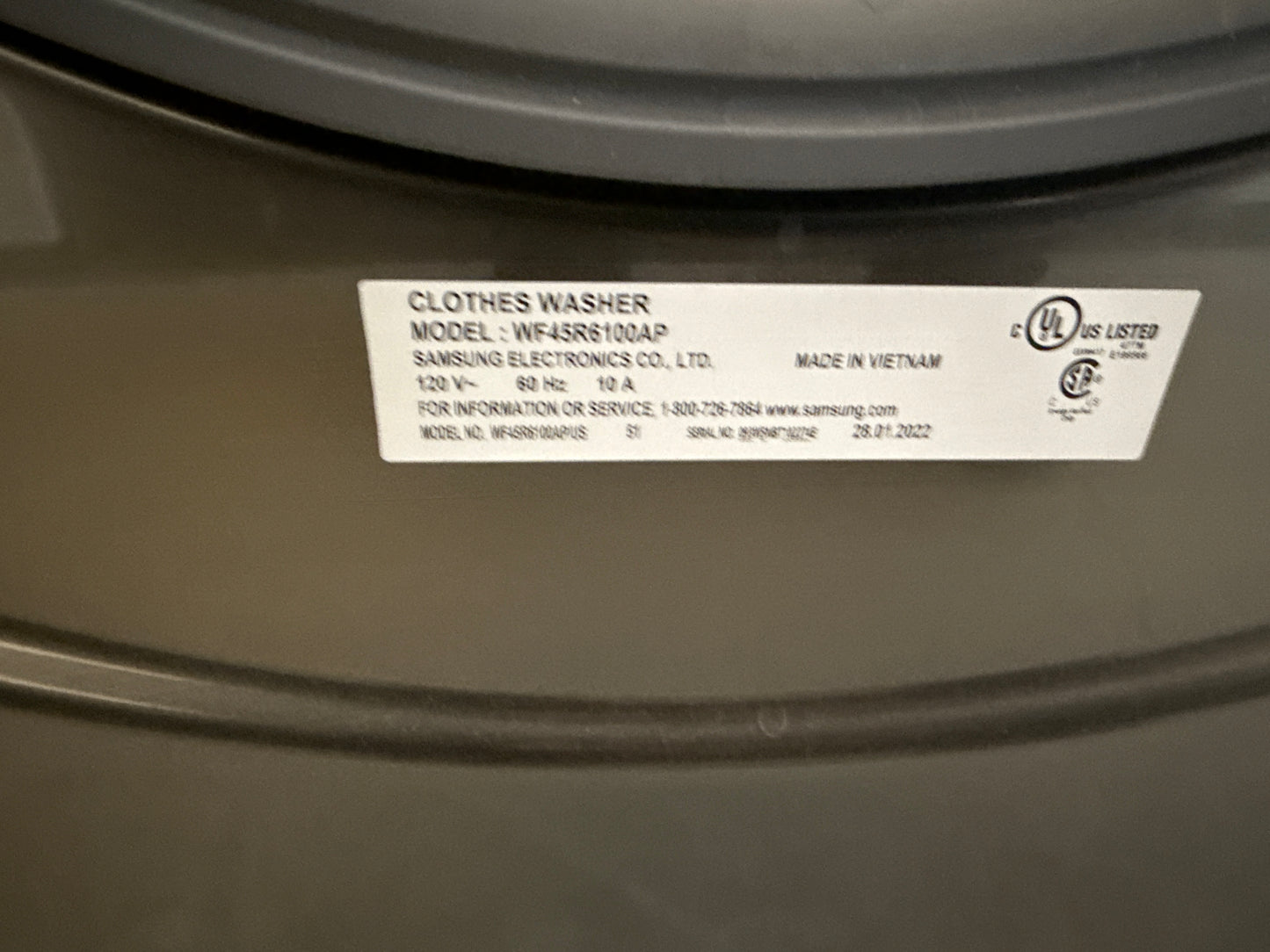 ENSEMBLE Laveuse Wf45r6100ap à chargement frontal de 5,2 pi³ et sécheuse dve45t6100p  électrique de 7,5 pi³ de Samsung - platine