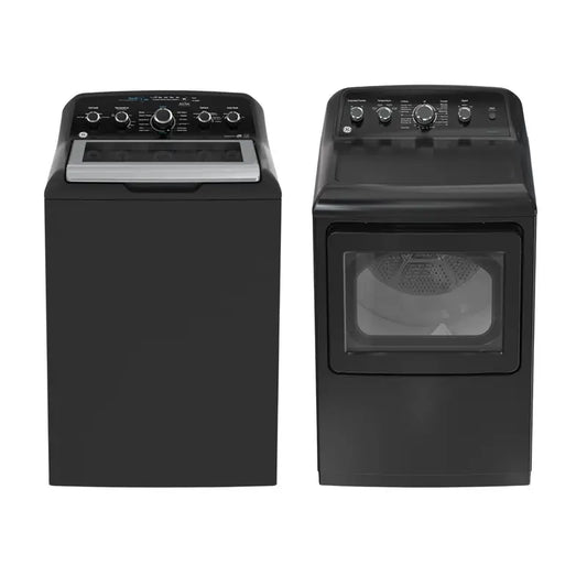 Laveuse GTW681BMRDG à chargement par le haut 5,3 pi³ et sécheuse GTD68EBMRDG électrique 7,4 pi³ de GE - Gris diamant