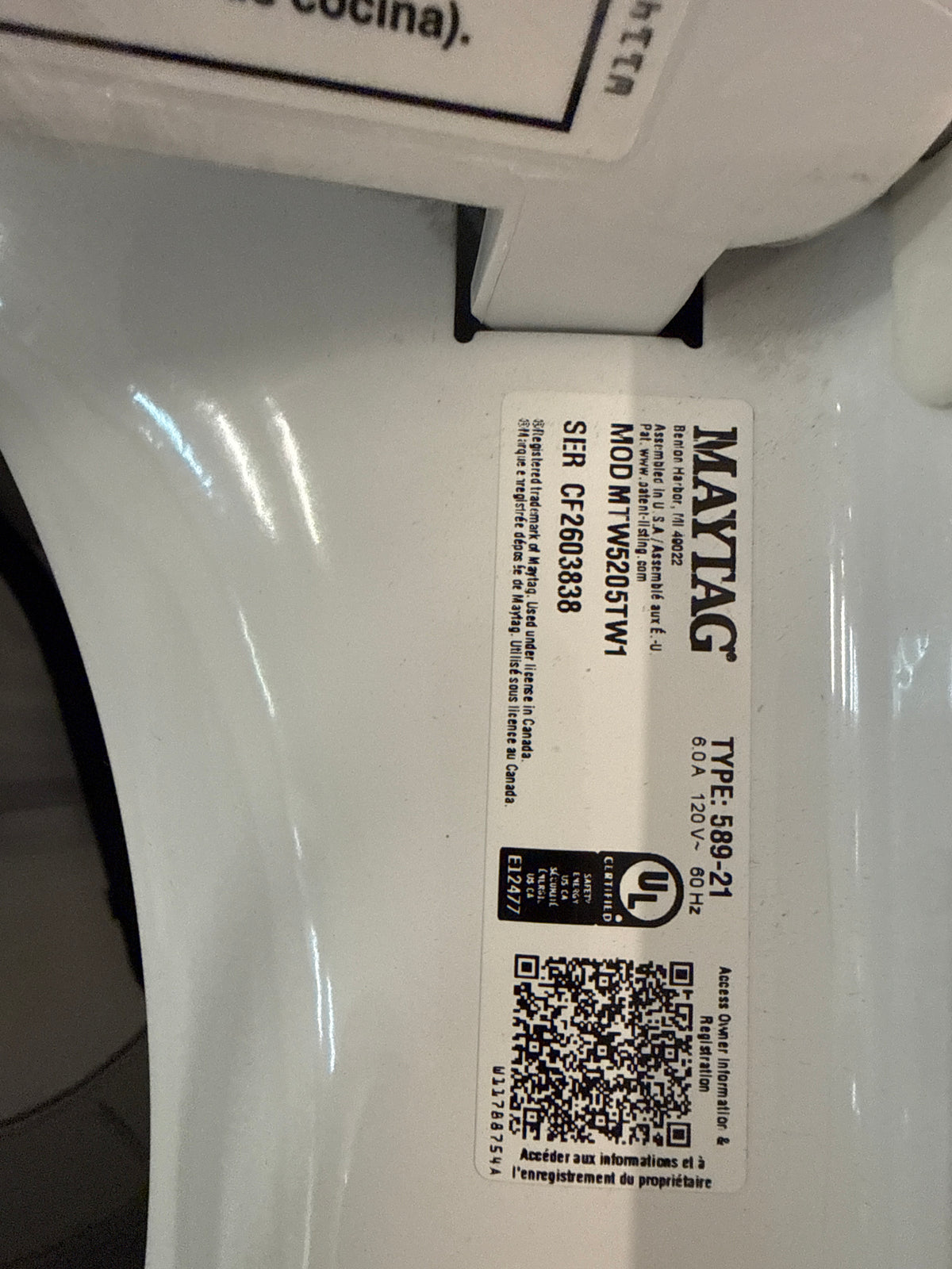 Maytag Laveuse à chargement vertical à agitateur avec fonction Extra Power et option Animal Pet Pro - 5,4 pi cu - Blanc MTW5605RW