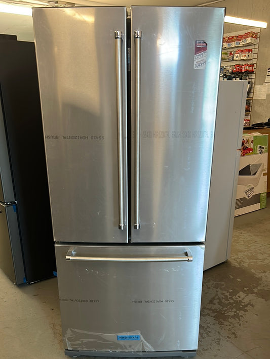 Réfrigérateur à deux portes 19,7 pi3 30 po, distributeur de glaçons et d'eau de KitchenAid - Inox / KRFF300ESS