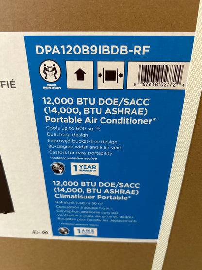 Danby DPA120B9IBDB-RF Climatiseur portable à onduleur 3-en-1 de 14000 BTU (12000 SACC) en Noir
