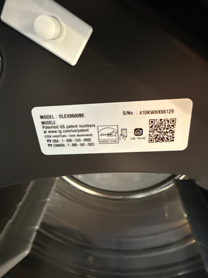 Sécheuse électrique à vapeur de 7,3 pi³ EasyLoad de LG (DLEX8600BE) - Noir mat