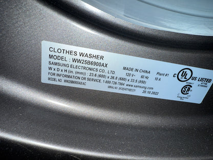 Laveuse WW25B6900AX vapeur à chargement frontal HE 2,9 pi³ et sécheuse DV25B6900EX électrique 4,0 pi³ de Samsung