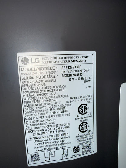 LG STUDIO Réfrigérateur MAX à porte française de 36 po, 27 pi³, profondeur de comptoir, en acier inoxydable SRFB27S3