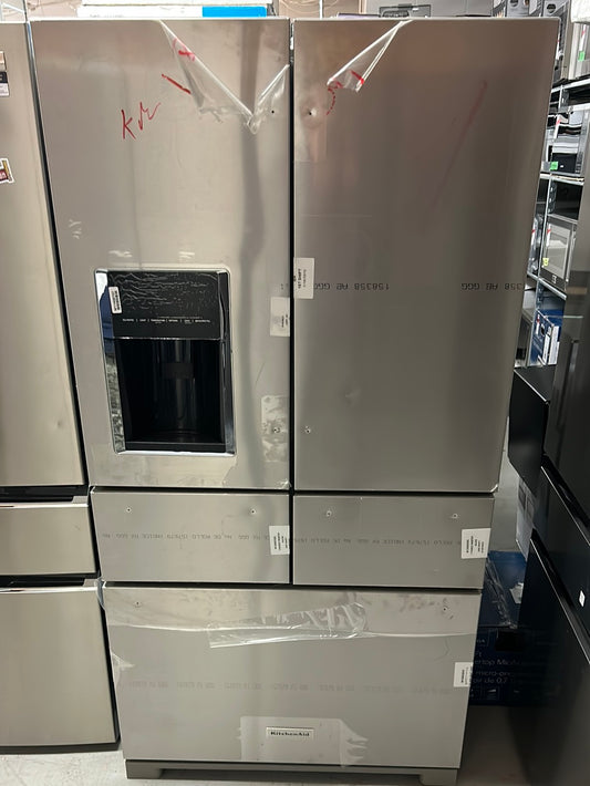 Réfrigérateur à deux portes 25,8 pi3 36 po, distributeur de glaçons et d'eau de KitchenAid - Inox  (KRMF706ESS)