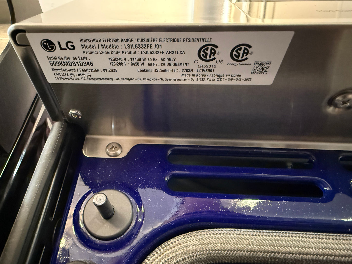 LG - Cuisinière à induction de 30 po à glissière de 6,3 picu avec convection véritable en acier inoxydable Lsil6332fe
