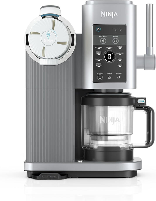 Ninja CREAMi NC701C Machine à crème glacée et service doux, sorbet, milkshake, yaourt glacé, programme à faible teneur en calories et plus encore, 13 en 1, poignée souple et (2) pintes CREAMi Swirl de