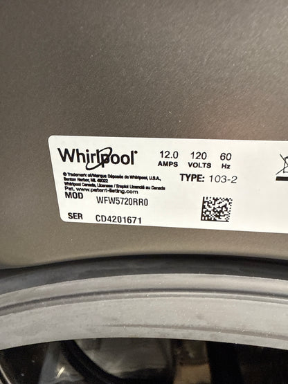 Laveuse WFW5720RR à vapeur à chargement frontal 4,5 pi³ et sécheuse YWED5720RR électrique à vapeur 7,5 pi³ Whirlpool - Argenté rayonnant