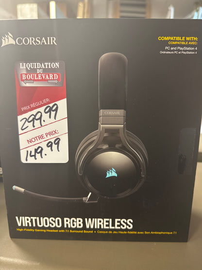 Casque de jeu sans fil avec microphone RVB Virtuoso de Corsair - Carbone