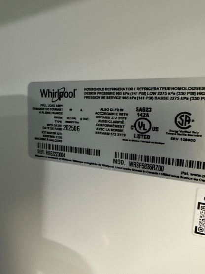 Whirlpool Réfrigérateur côte à côte en acier inoxydable résistant aux traces de doigts - 36 po - 28.7 pi cu WRSF5536RZ