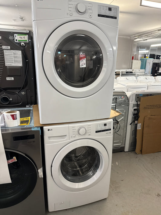Laveuse WM3400CW. chargement frontal haute efficacité 5,2 pi³/sécheuse  DLE3400W Vélectrique 7,4 pi³ de LG - BLANCHE