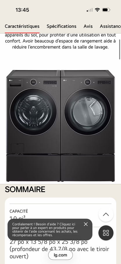 Socle de 27 po de LG (WDP6B) - Acier noir