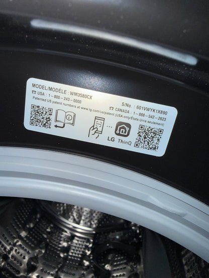 LG - Laveuse à chargement frontale Intelligente de 5.2 pi.cu. Noire avec IA WM3580CX