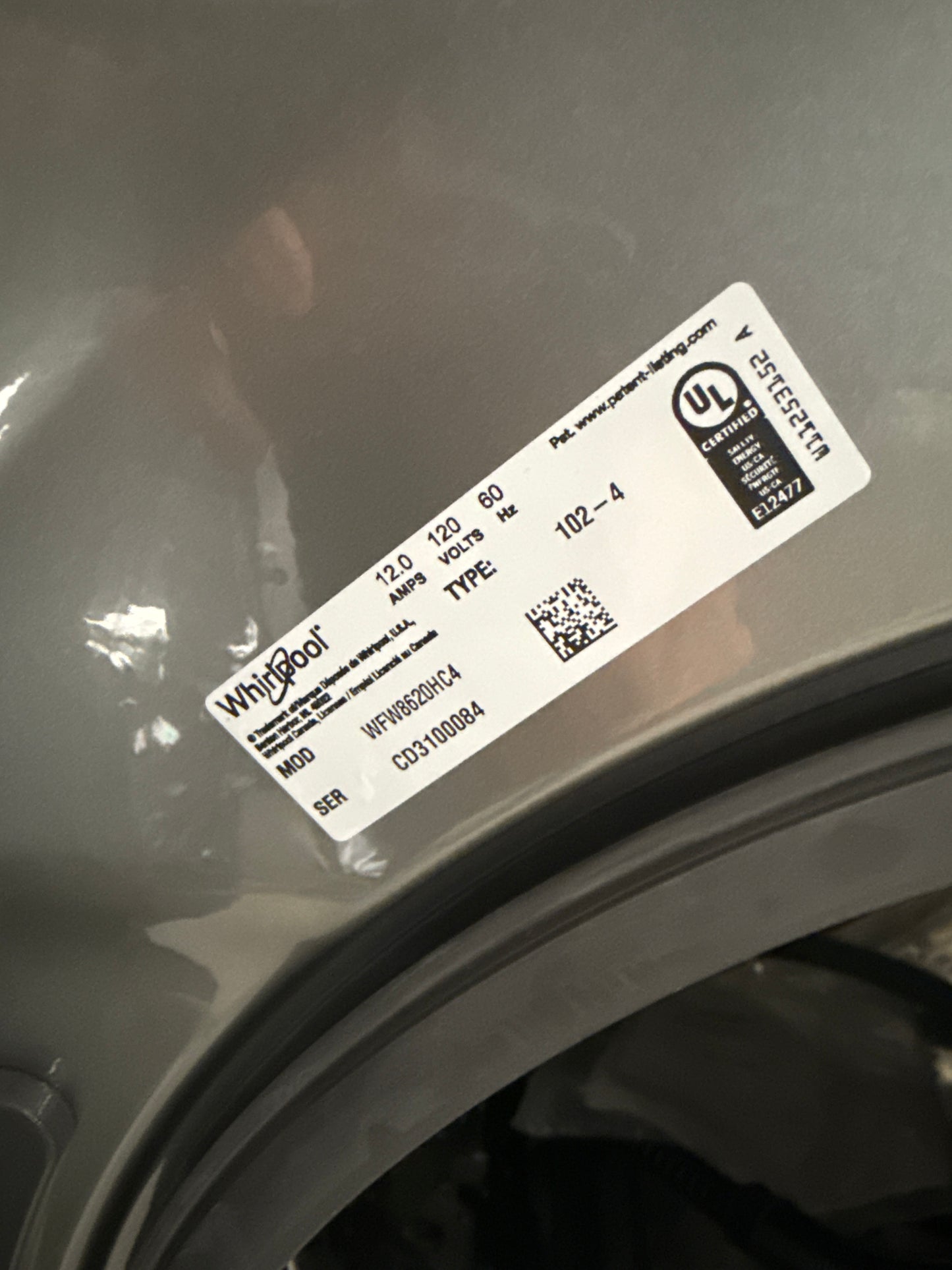 Laveuse à chargement frontal 5,8 pi³ de Whirlpool (WFW8620HC) - Ombre chromée
