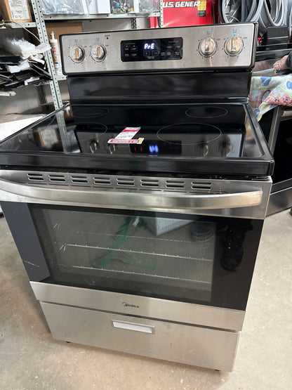 Midea - Cuisinière autonome à 4 éléments de 30 po et 5,1 pi³ avec tiroir de rangement MER30B12ASSC