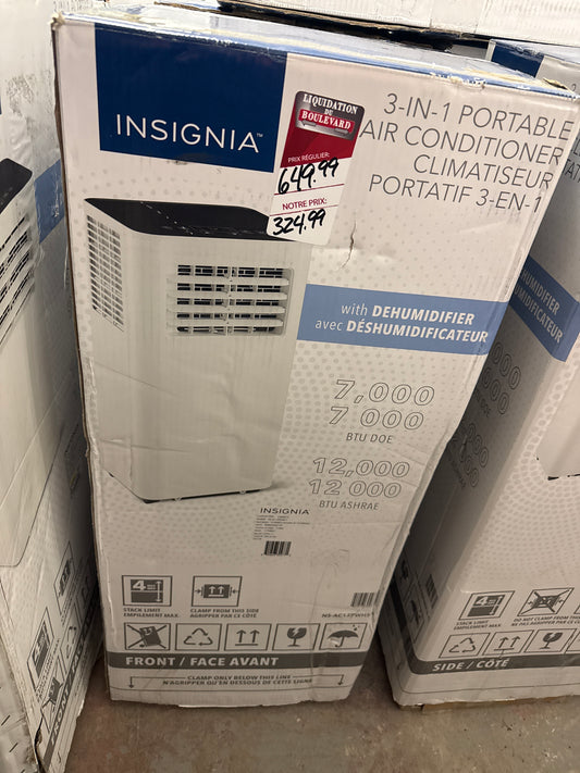 Climatiseur portatif d'Insignia - 12000 BTU (couverture de 300 pi²) - Télécommande - Blanc/Noir NS-AC12PWH5-C