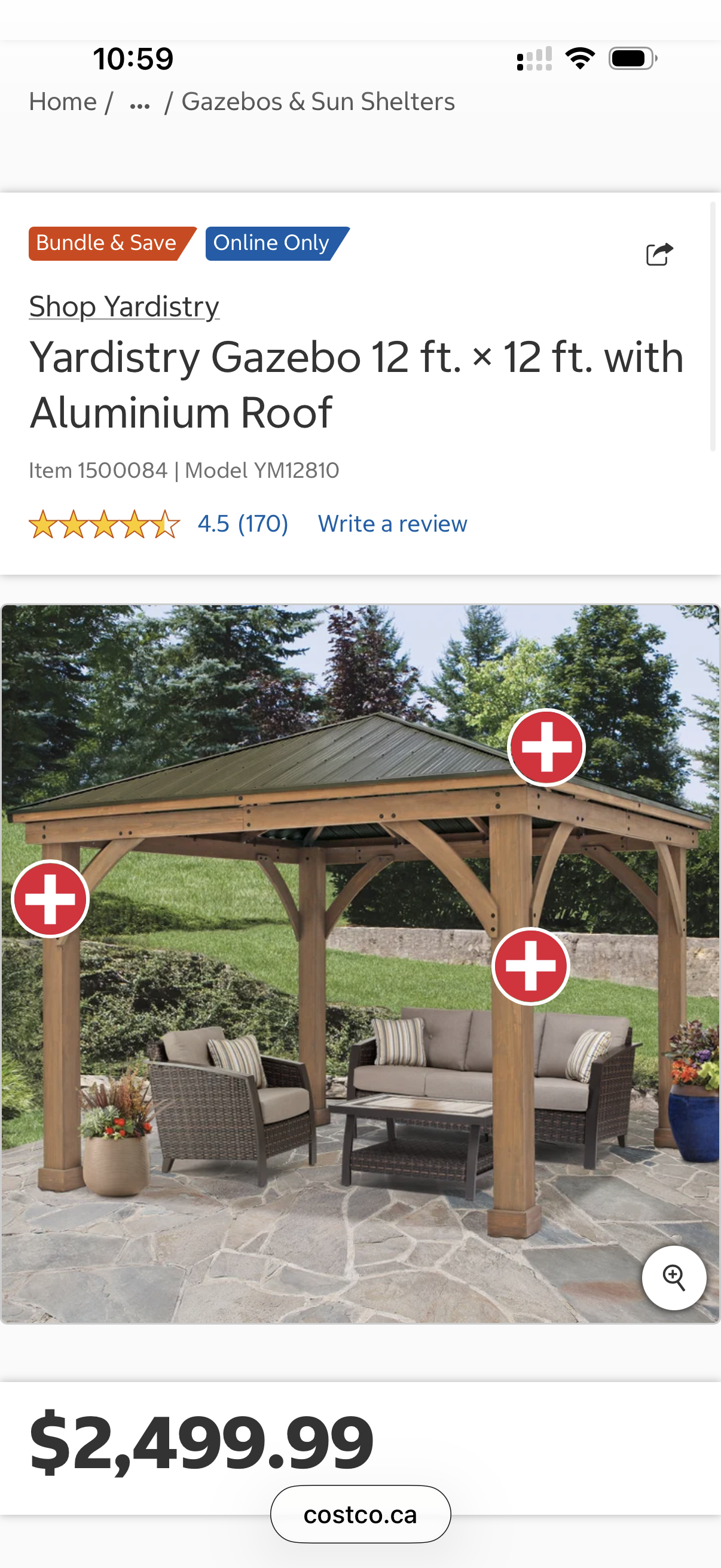 Yardistry – Pavillon de jardin 12 pi × 12 pi à toit en aluminium
