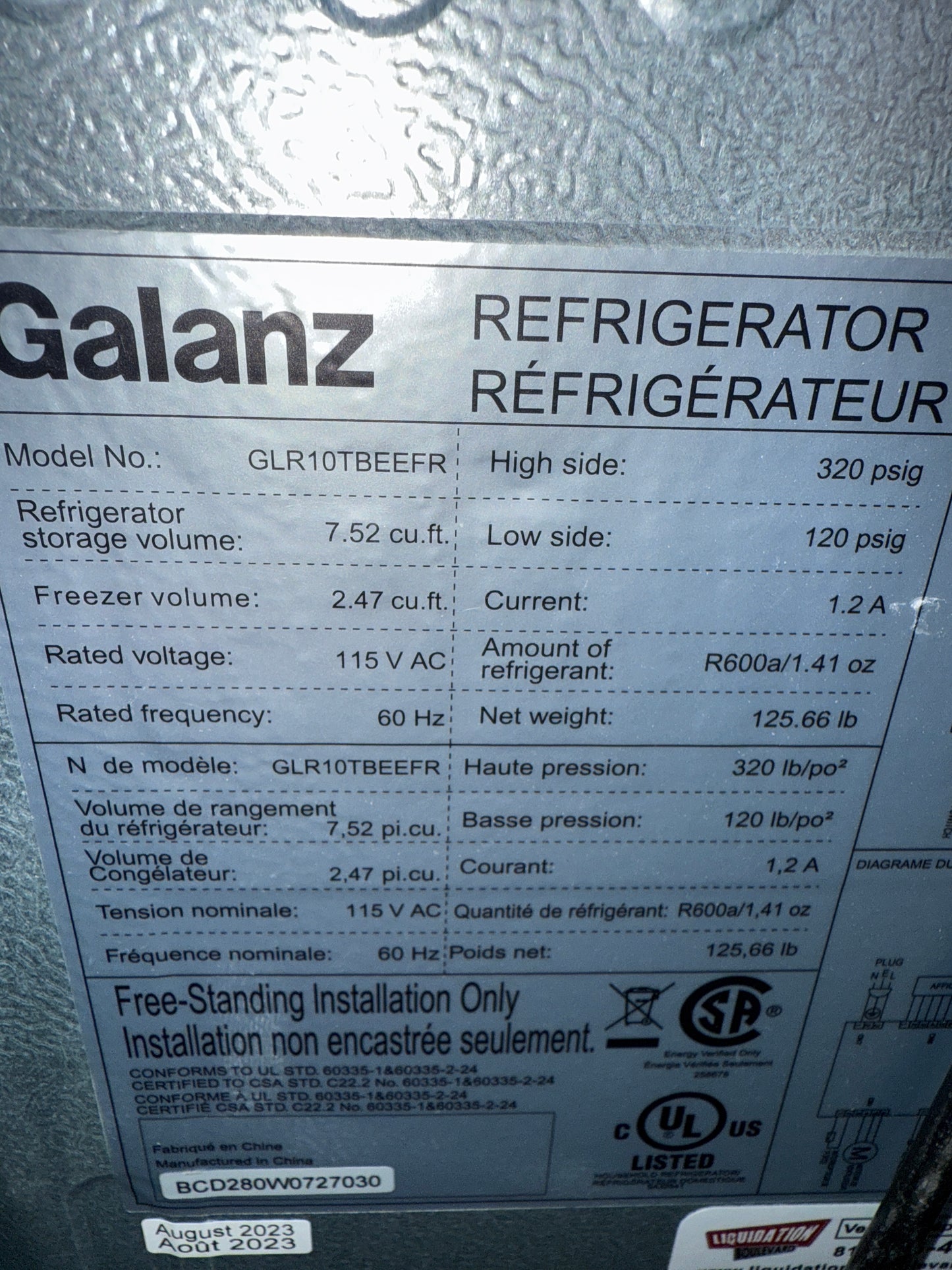 Réfrigérateur autonome à congélateur supérieur 10 pi³ 24 po Retro de Galanz (GLR10TBEEFR) - Bleu poudre