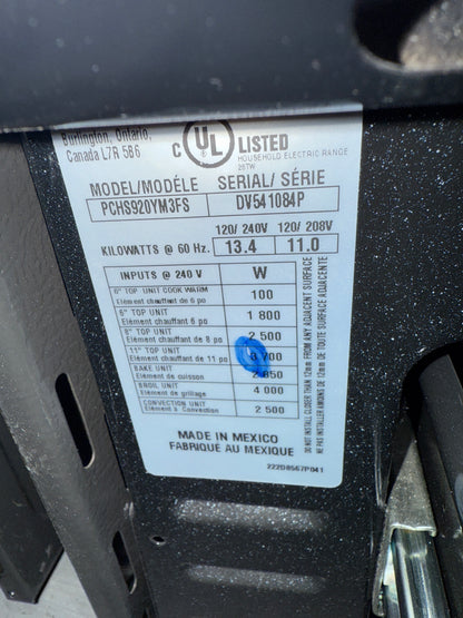 GE Profile Cuisinière à induction intelligente encastrée de 30 po avec four à convection véritable et friture à air chaud, sans préchauffage, en acier inoxydable résistant aux marques de doigts Pchs920ymfs
