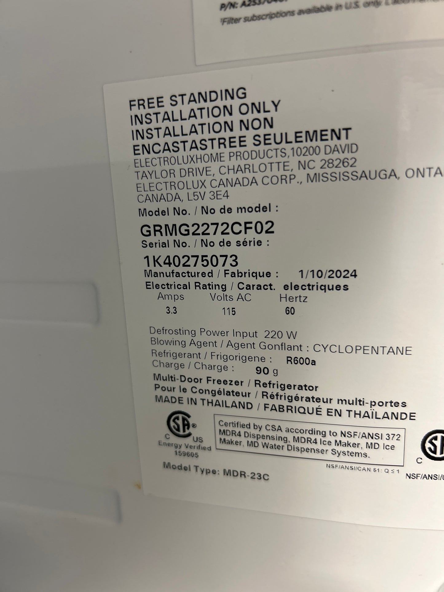 Réfrigérateur à deux portes de 22,1 pi³ de 36 po avec distributeur d'eau Gallery de Frigidaire (GRMG2272CF) - Acier inoxydable