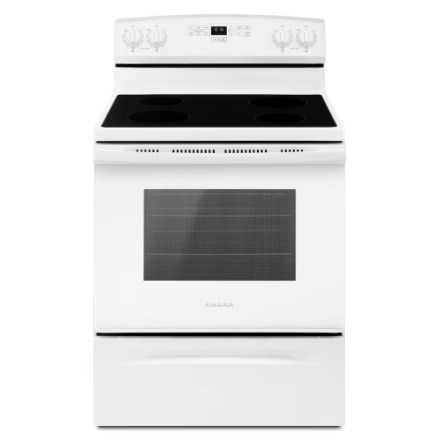 Cuisinière électrique autonome avec système Temp Assure de 4,8 pi³ et de 30 po d'Amana (YAER6303MFW) - Blanc