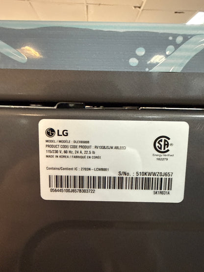 Laveuse à vapeur à chargement frontal HE de 5,8 pi³ et sécheuse électrique à vapeur de 7,4 pi³ de LG - Acier noir