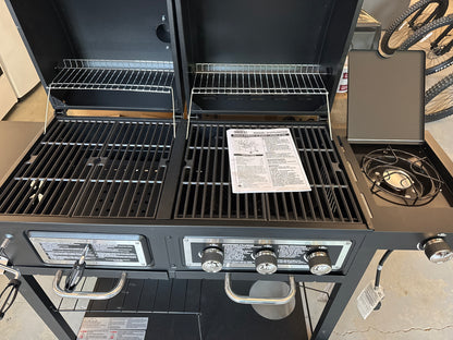 Gril combiné à gaz et à charbon de bois à 3 brûleurs Expert Grill, noir avec acier inoxydable, GBC1793WC-C