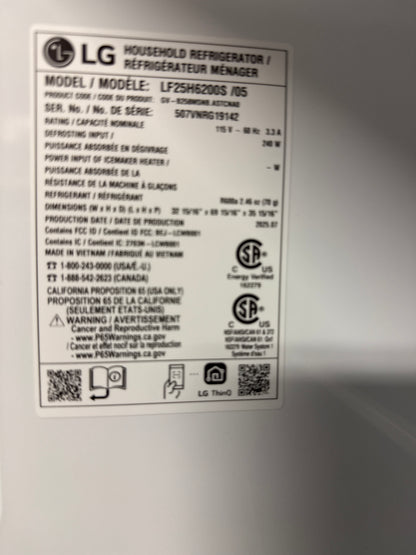 Réfrigérateur à deux portes de 25 pi³ de 33 po de LG (LF25H6200S) - Acier inoxydable