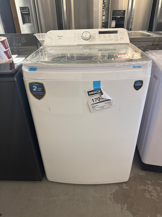 Laveuse à chargement vertical Midea blanche 4,7 pi³ en acier inoxydable MLV47R5BWW