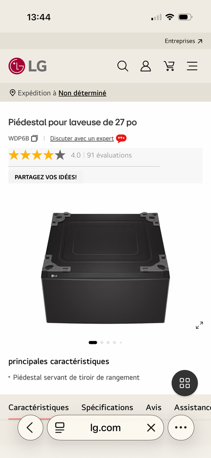 Socle de 27 po de LG (WDP6B) - Acier noir