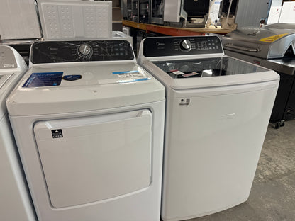 Midea 27” 5 pi cu Laveuse à chargement vertical - MLTW52M2BWW - Midea 27” 7 pi cu Sécheuse électrique – Blanc –MLTEW52M2BWW