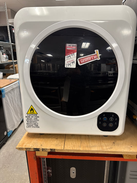 Sécheuse électrique portative compacte de HOMCOM cuve acier inox capacité 13,2 lb 3,22 pi3 1300 W avec Sèche-linge à 7 modes de séchage pour la chambre d'appartement (blanc) RDR323