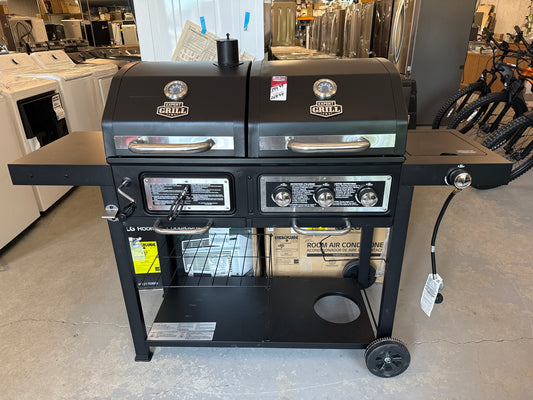 Gril combiné à gaz et à charbon de bois à 3 brûleurs Expert Grill, noir avec acier inoxydable, GBC1793WC-C