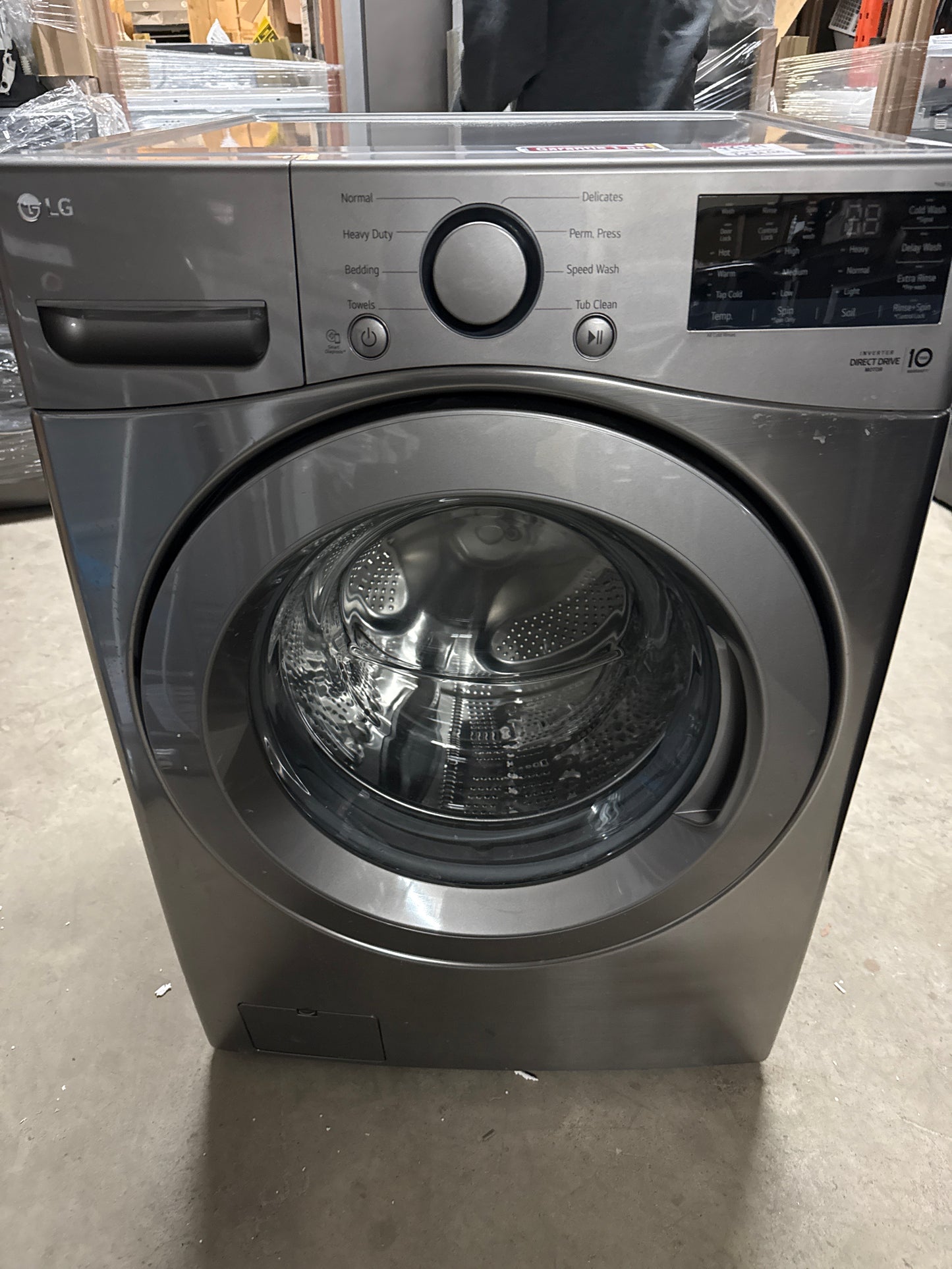 LG 5,2 cu. Laveuse à chargement frontal à très grande capacité en acier graphite avec technologie 6Motion Wm3400cv