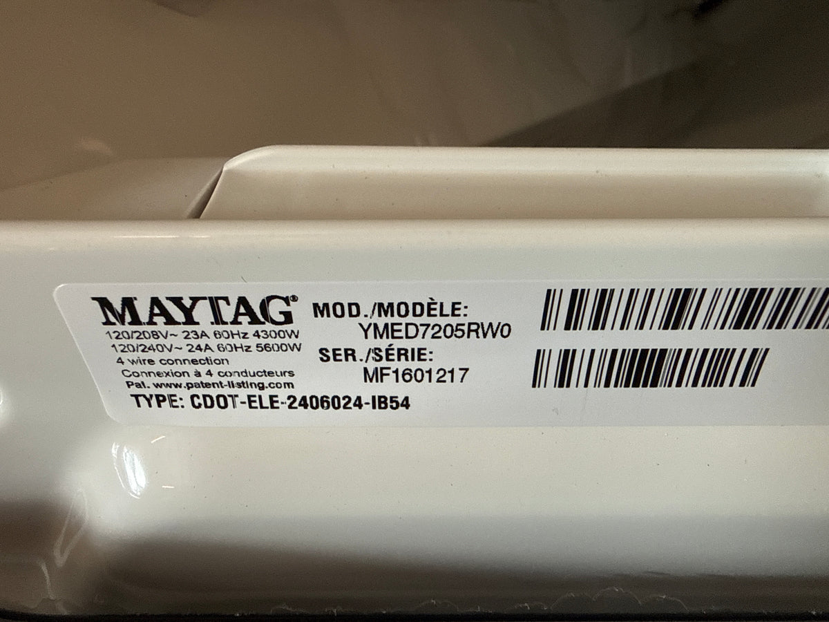 Laveuse à chargement par haut HE 6 pi³ et sécheuse électrique 7,4 pi³ de Maytag - Blanc MTW7205RW/YMED7205RW