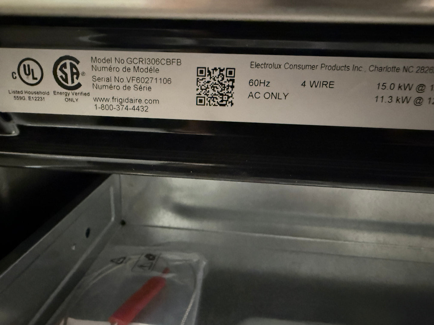 Cuisinière à induction autoportante avec four à convection Frigidaire Gallery, acier inoxydable, 4 éléments, autonettoyante GCRI306CBF