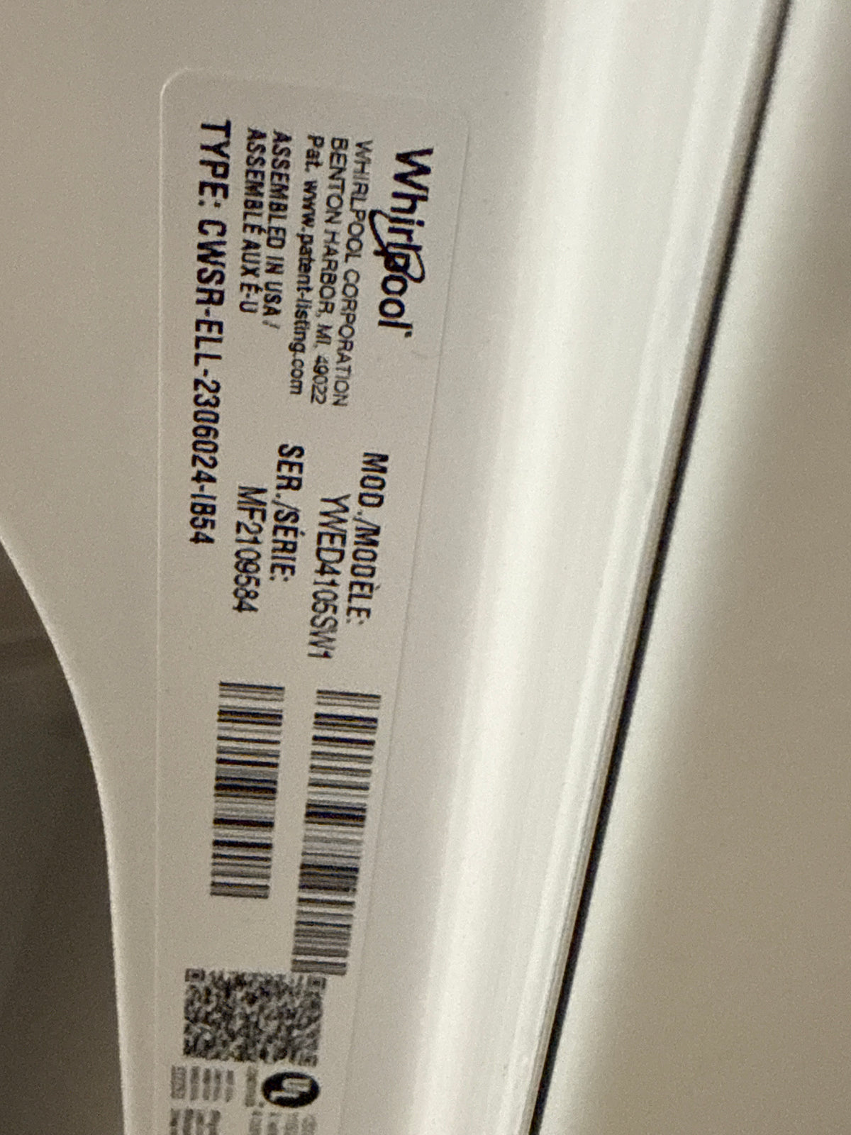 Laveuse à chargement par le haut de 4.8 pi³ et sécheuse électrique de 7.0 pi³ Whirlpool *WTW4107SW/YWED4105SW