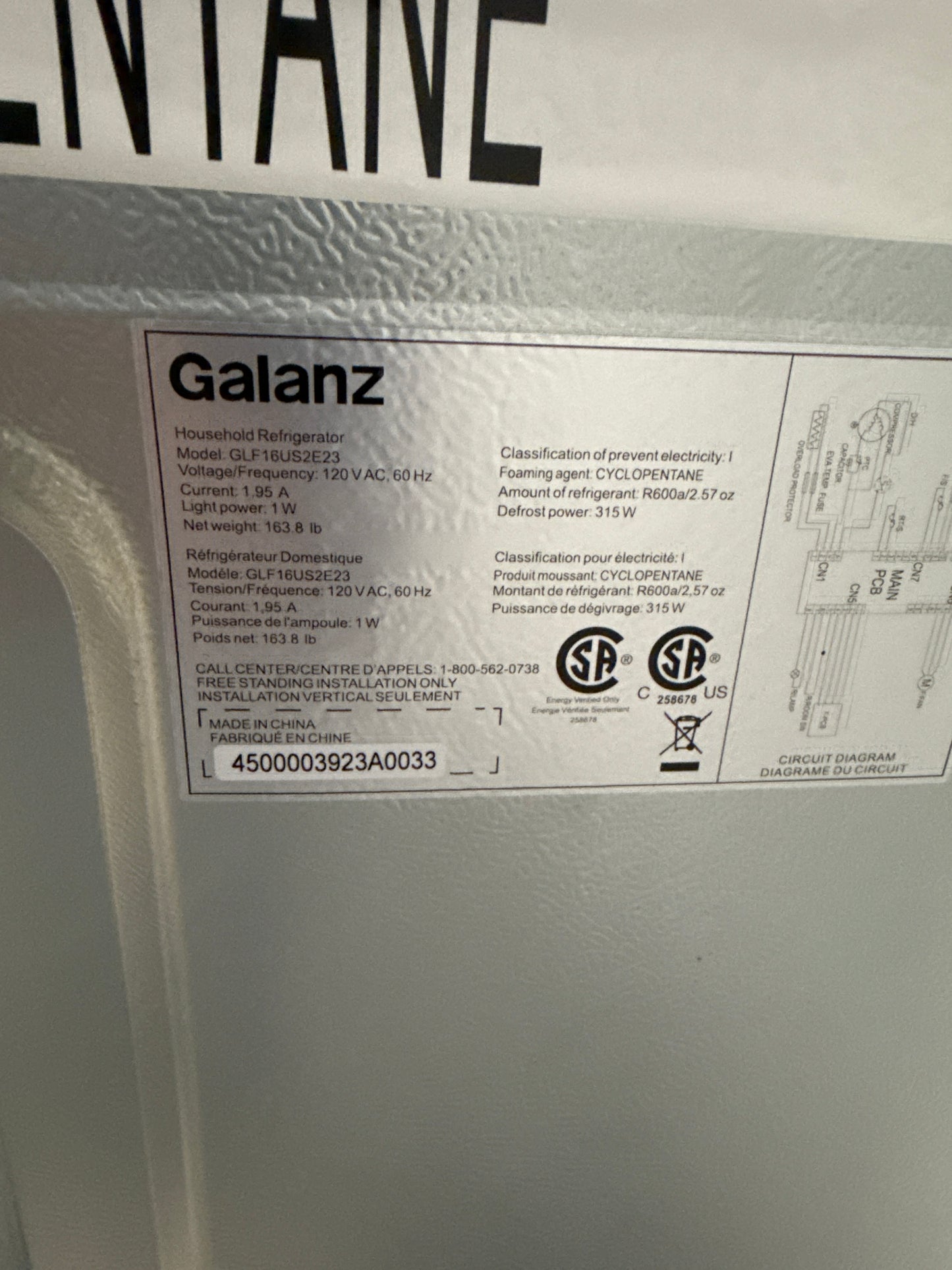 Galanz - Congélateur ou réfrigérateur vertical convertible de 28 po et 16 pi.cu en acier inoxydable GLF16US2E23