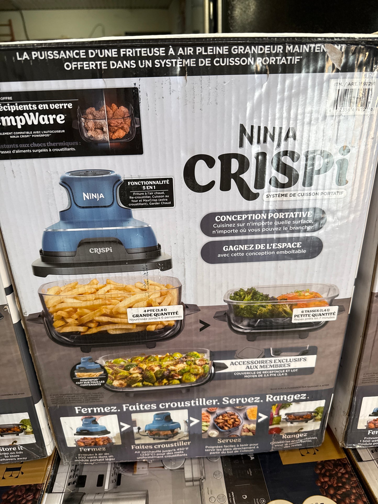 Ninja Crispi -Système de cuisson à la friteuse en verre 5-en-1, 3 récipients et un couvercle Fn103cco