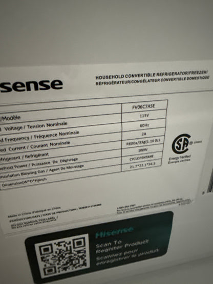 Hisense - Réfrigérateur ou congélateur vertical convertible d'aspect acier inoxydable de 6,0 pi³ - Sans givre FV06C7ASE