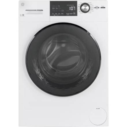 GE 24 pouces 2,8 cu. Laveuse à chargement frontal à tambour en acier inoxydable de 3,3 pi3 en blanc, ENERGY STAR® GFW148SSMWW