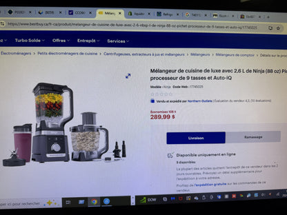 Mélangeur de cuisine de luxe avec 2,6 L de Ninja (88 oz) Pichet, processeur de 9 tasses et Auto-iQ