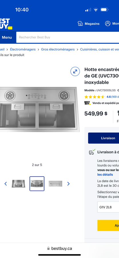 Hotte encastrée sur mesure de 20 po de GE (UVC7300SLSS) - Acier inoxydable
